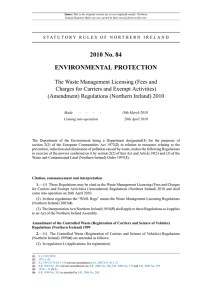 The Waste Management Licensing (Fees and Charges for Carriers