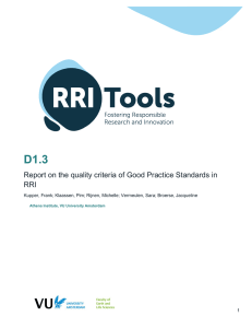 Report on the quality criteria of Good Practice Standards