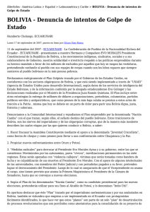 BOLIVIA - Denuncia de intentos de Golpe de Estado