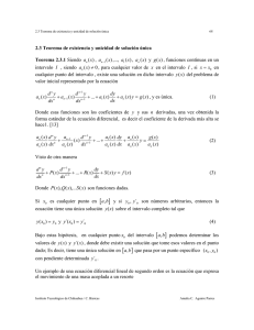 2.3 Teorema de existencia y unicidad de solución única Teorema