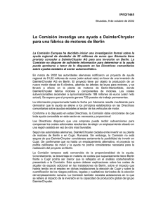 La Comisión investiga una ayuda a DaimlerChrysler