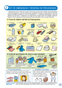 13 1) Lista de objetos del Kit de Emergencia. 2) Lista de provisiones