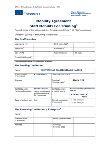 Mobility Agreement Staff Mobility For Training1