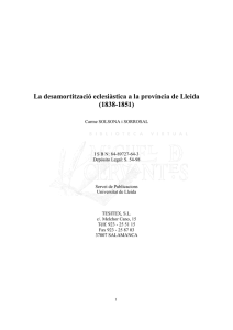 La desamortització eclesiàstica a la província de Lleida