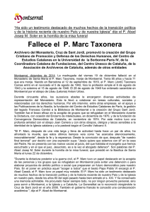 Fallece el P. Marc Taxonera