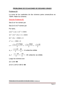 Solución ecuaciones segundo grado problema 83