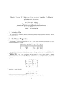 ´Algebra Lineal III: Sistemas de ecuaciones lineales. Problemas