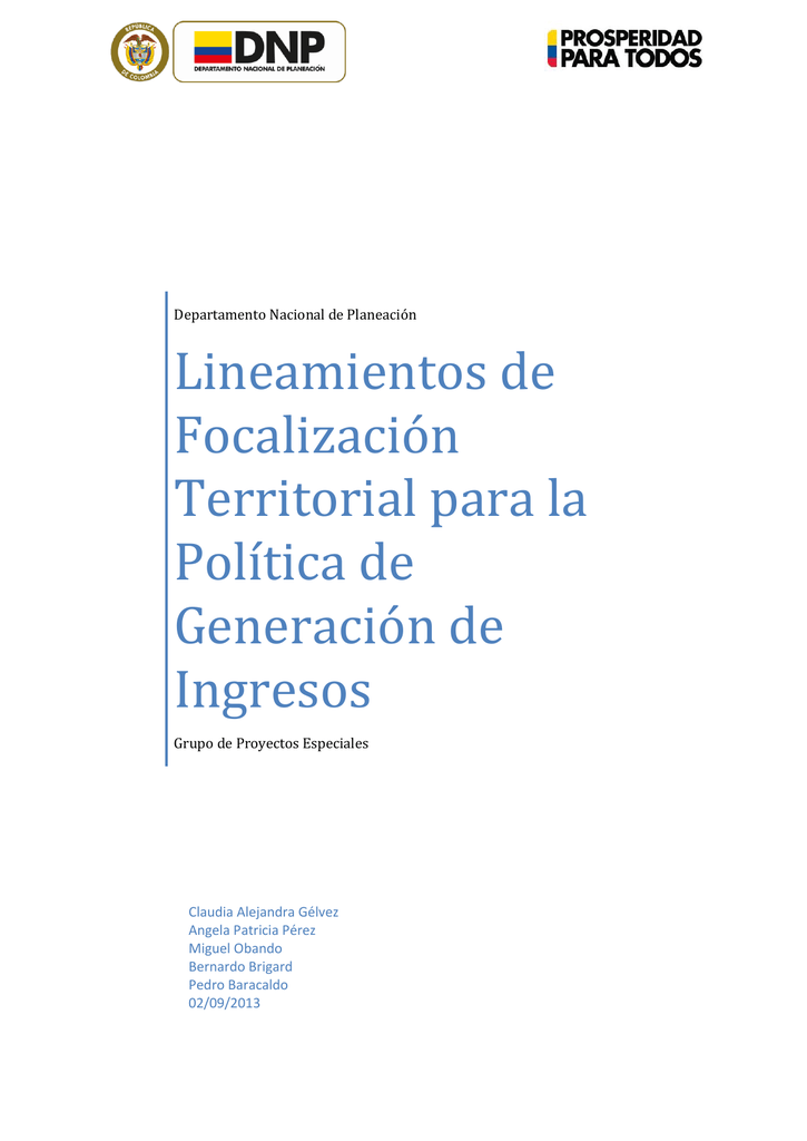 Lineamientos De Focalización Territorial Para La Política De