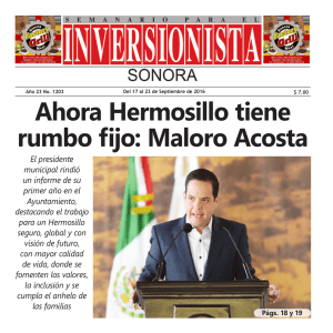 Ahora Hermosillo tiene rumbo fijo: Maloro Acosta