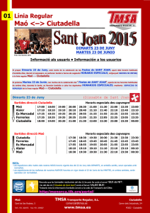 Horaris especials Festes de Sant Joan