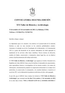 CONVOCATORIA SEGUNDA EDICIÓN XVI Taller de