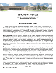 William S. Holland Middle School Parent Involvement Policy