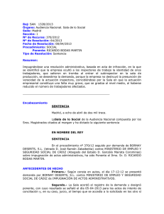Roj: SAN 1328/2013 Órgano: Audiencia Nacional