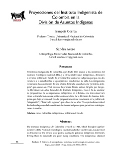 Proyecciones del Instituto Indigenista de Colombia en la División de