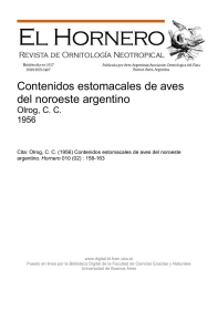 Contenidos estomacales de aves del noroeste argentino