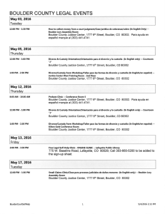 Page 1 BOULDER COUNTY LEGAL EVENTS May 03, 2016