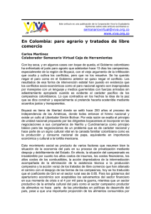 En Colombia: paro agrario y tratados de libre comercio