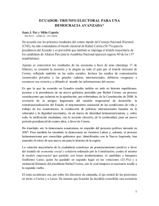 ECUADOR: TRIUNFO ELECTORAL PARA UNA DEMOCRACIA