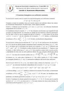 Lección 4. 5. Ecuaciones homogéneas con coeficientes constantes