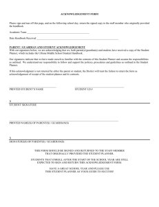 ACKNOWLEDGEMENT FORM Please sign and tear off this page