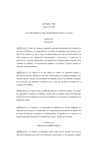 LEY XIX - º 38 (Antes Ley 3718) CAJA PREVISIONAL PARA