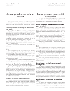 General guidelines to write an abstract Pautas generales para