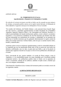 Comunicado de Prensa - Terromoto Italia 24.08.2016