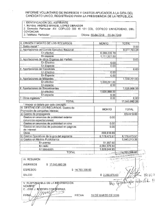 INFORME VOLUNTARIO DE INGRESOS Y GASTOS APLICADOS A