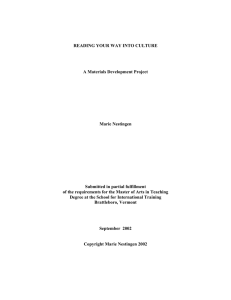 reading your way into culture - SIT Digital Collections