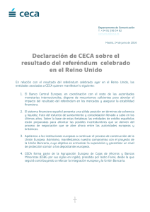 Declaración de CECA sobre el resultado del referéndum celebrado