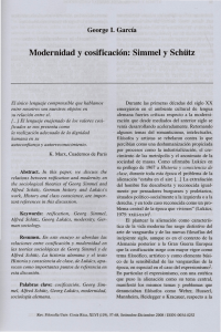 George l. García, Modernidad y cosificación: Simmel y Schütz