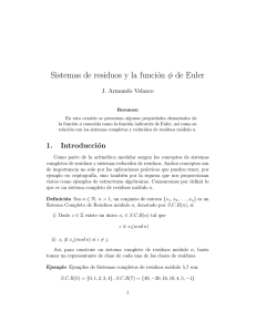 Sistemas de residuos y la función φ de Euler