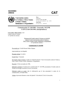 Comunicación N° 110/1998 del Comité contra la Tortura: Núñez