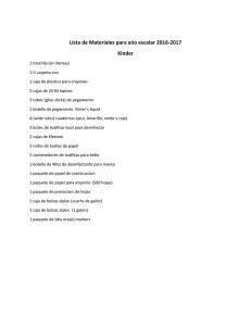 Lista de Materiales para año escolar 2016-2017 Kinder