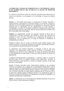 Acuerdo del consejo de gobierno de la Universidad Carlos III de