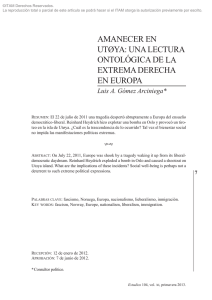 AMANECER EN UTøYA: UNA LECTURA ONTOLÓGICA DE LA