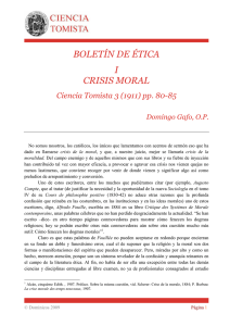 BOLETIN DE ÉTICA: I. CRISIS MORAL