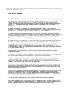 Orden de 18 de abril de 2001 sobre folletos explicativos, informes