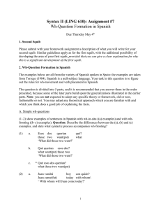 Syntax II (LING 610): Assignment #7 Wh