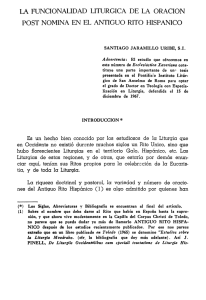 la funcionalidad liturgica de la oración post nomina en el antiguo rito