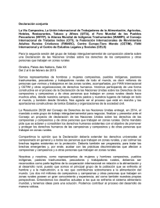 Declaración conjunta La Via Campesina, La Unión Internacional de