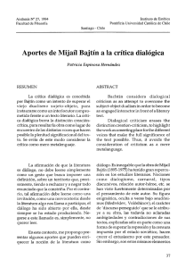 Aportes de Mijaíl Bajtín a la crítica dialógica