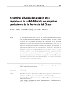 Argentina: Difusión del algodón GM e impacto en la rentabilidad de