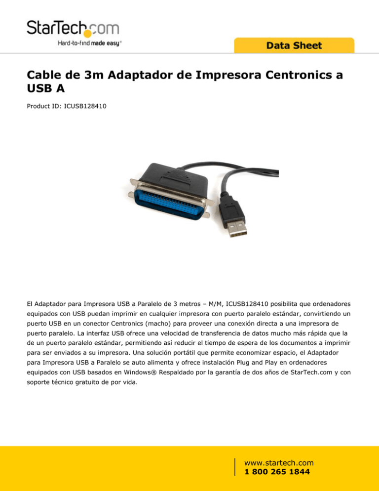 Câble Imprimante Parallèle Centronics 1,8 M – DB25M Vers CN36M – Pour Connexion PC Port Parallèle