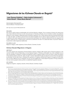 Migraciones de los Kichwas-Otavalo en Bogotá*