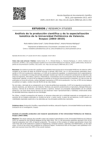 Análisis de la producción científica y de la especialización temática