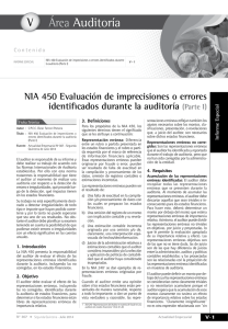 V NIA 450 Evaluación de imprecisiones o errores identificados