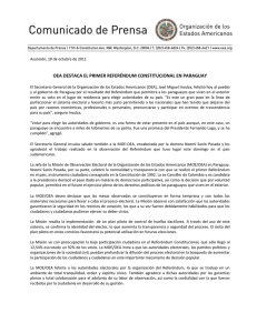 oea destaca el primer referéndum constitucional en paraguay