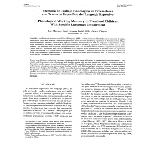 Memoria de Trabajo Fonológica en Preescolares con Trastorno