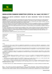 CPCECABA - Control de Ejercicio Profesional (Resolucion 63